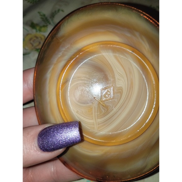 Boyd Honey Slag Crystal Art Glass Ohio 4 Inch Oval Plate - Picture 4 of 6